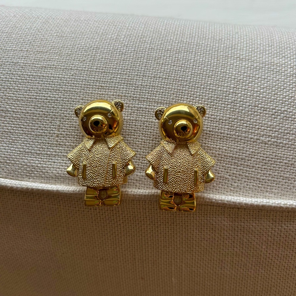 MaxMara gold metal teddy bear brooch